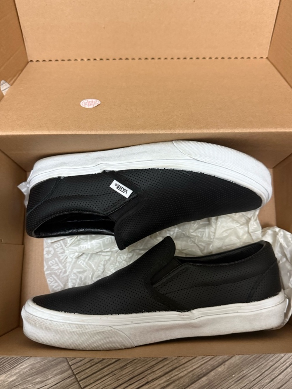 Vans Black Perforated Leather Slip-On Loafers - Picture 2 of 5